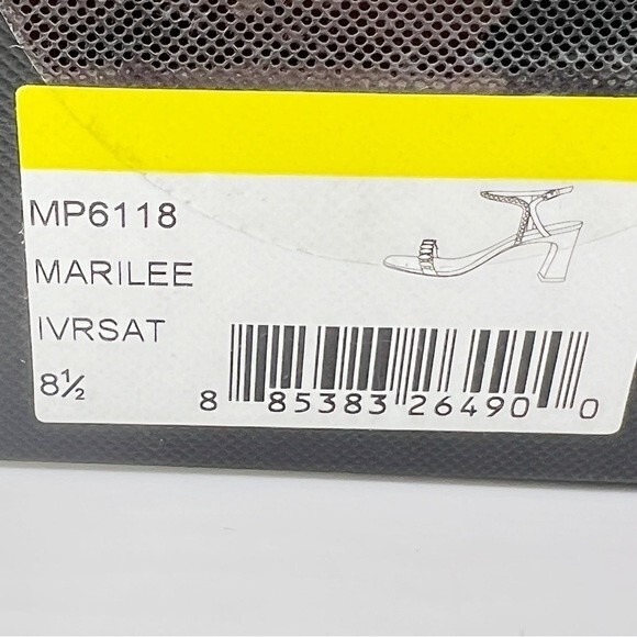 Badgley Mischka Size 8.5 Ivory Satin Jeweled‎ Open Toe Dress Sandals Heels Shoes - Picture 15 of 15